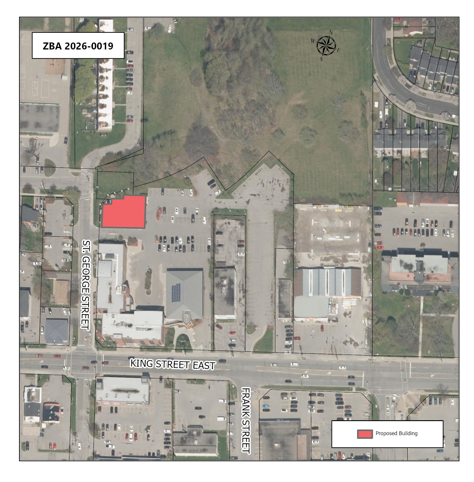 Map showing the proposed development area.