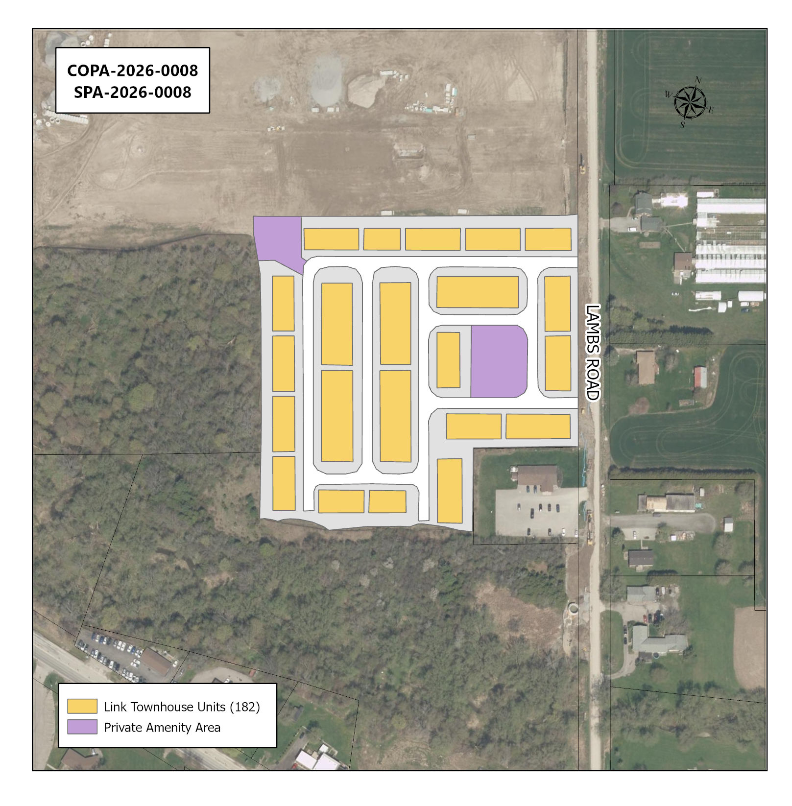 Map showing the proposed development area.