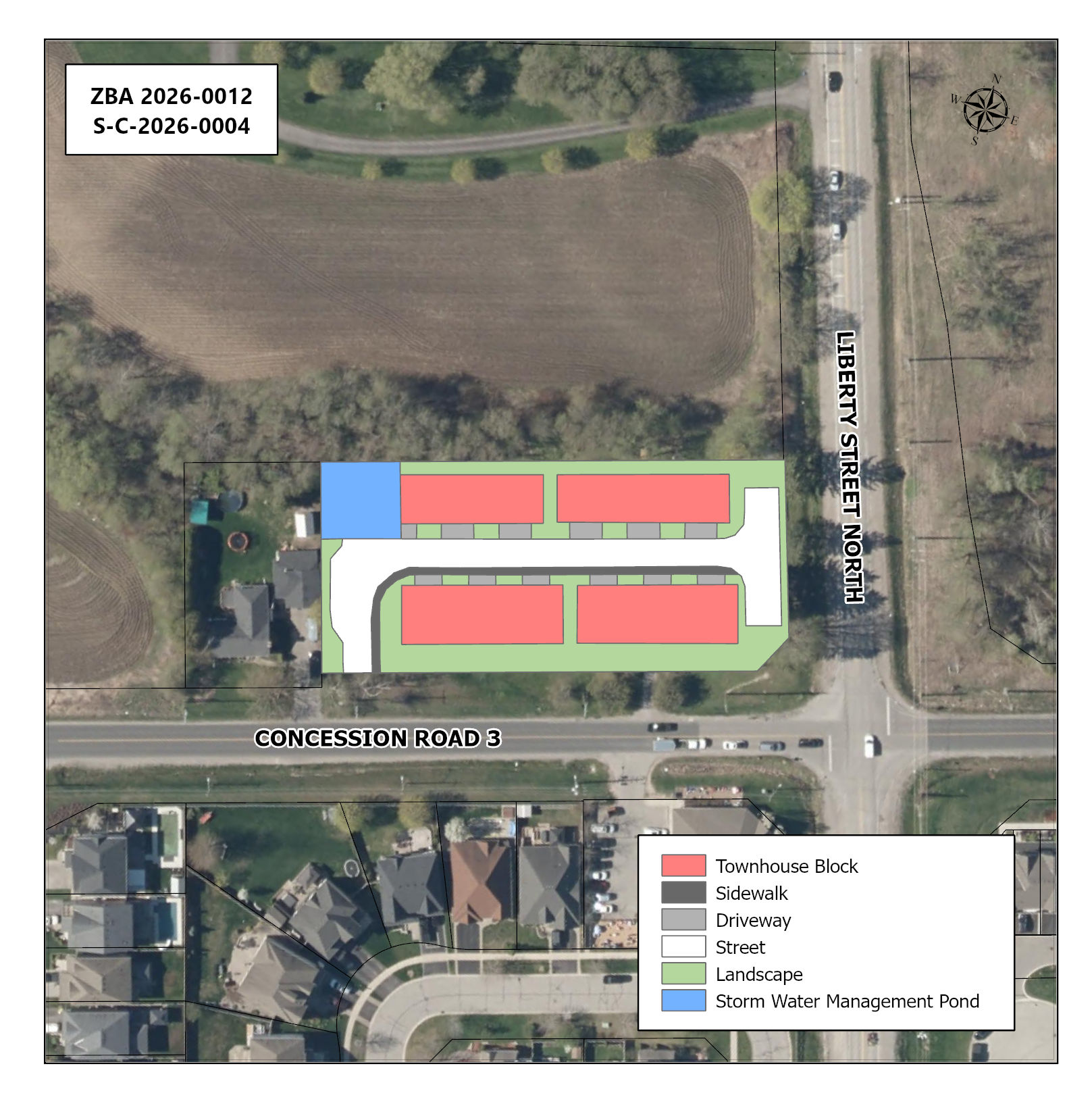 Map showing the proposed development area.