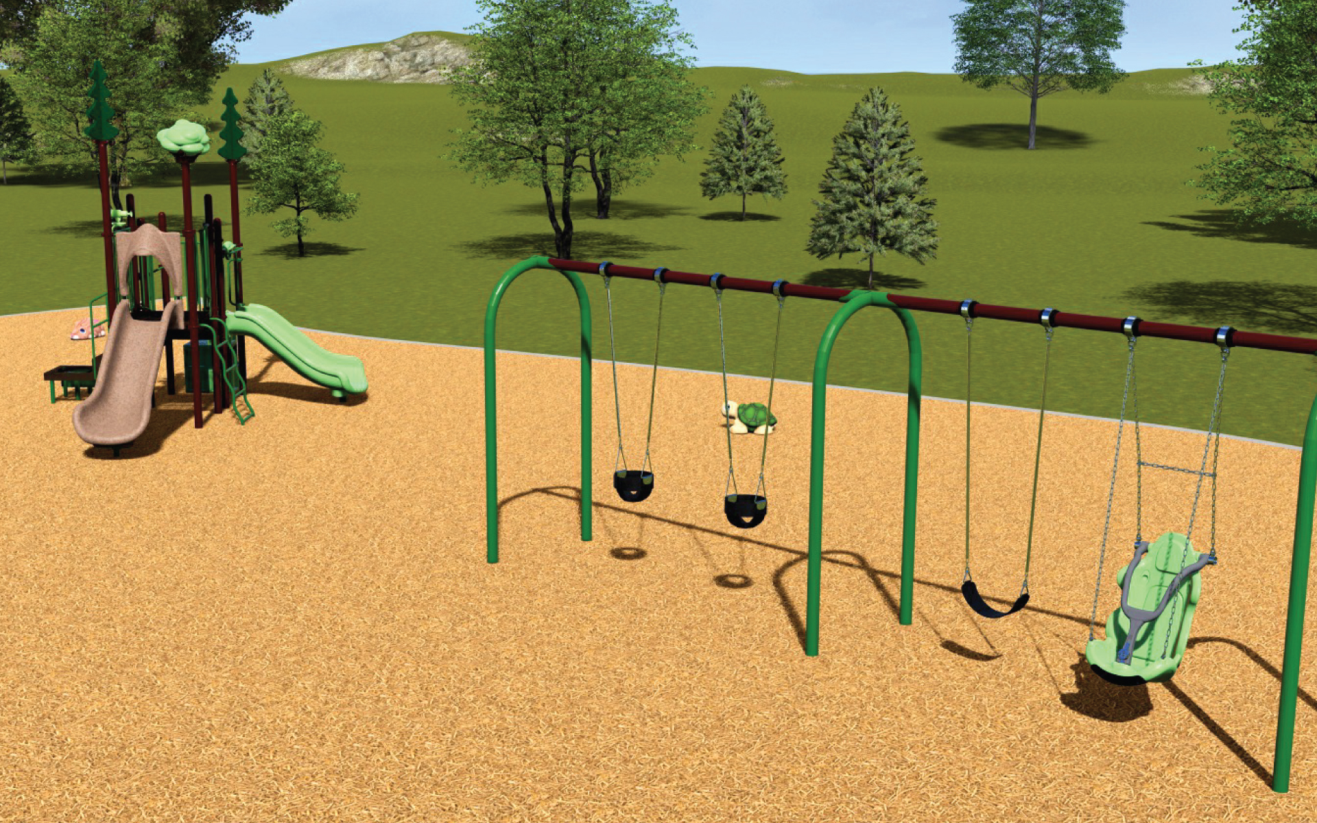Rendering of swing set