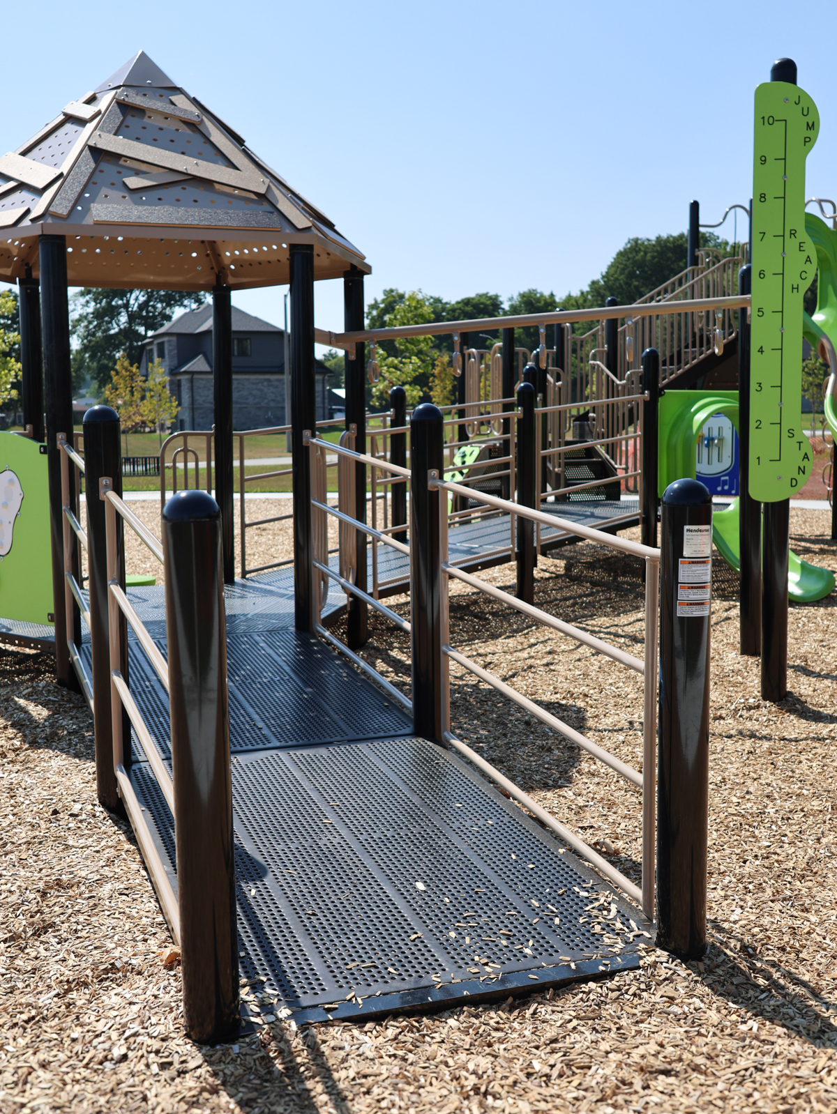 A ramp accessing the play structure at Rose Park