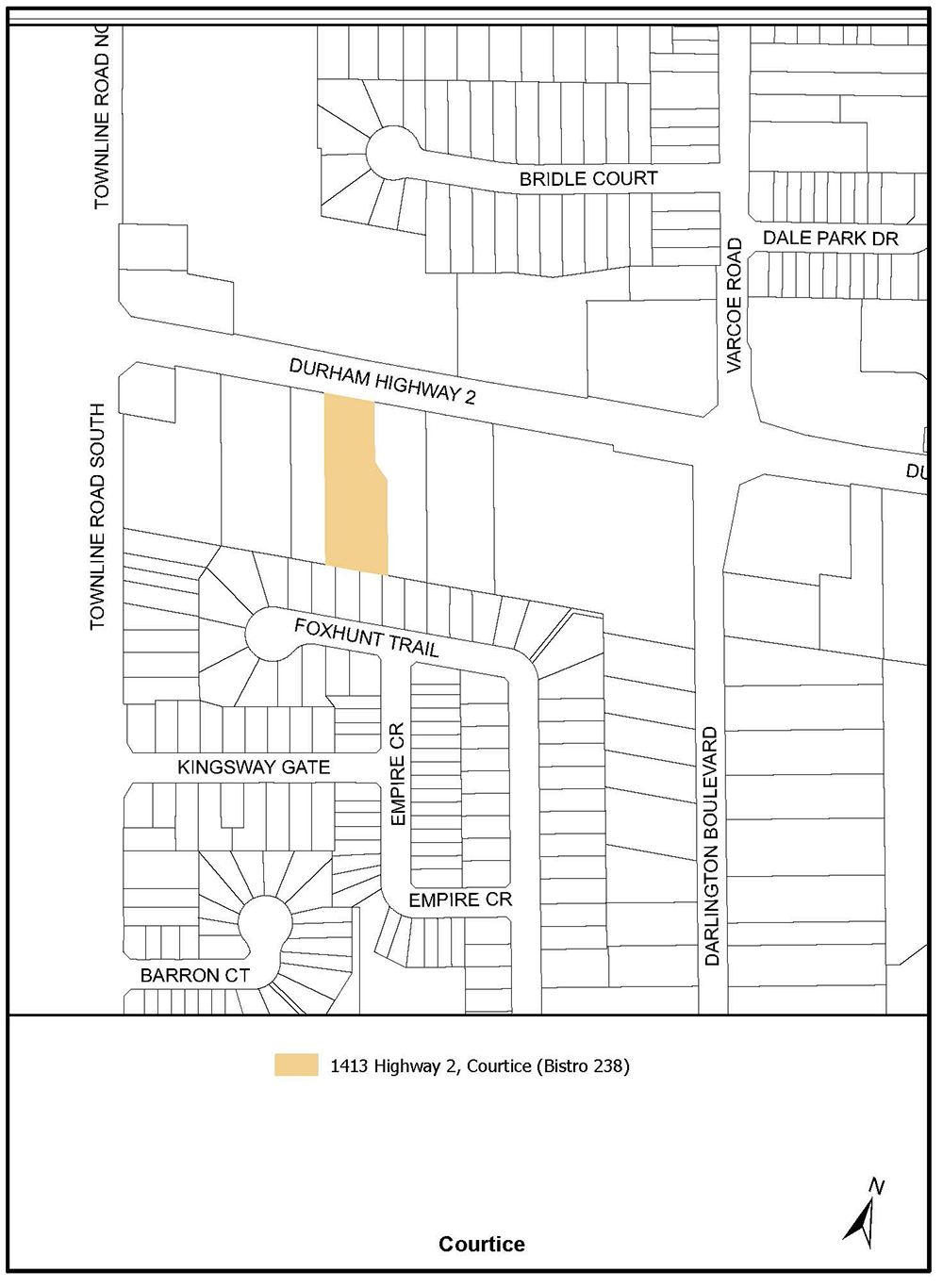 Map showing the patio location in Courtice.