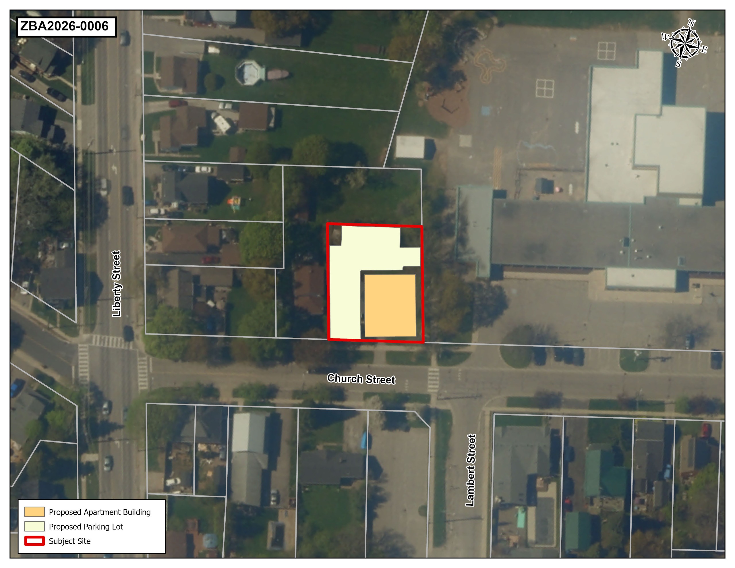 Map showing the proposed development area.