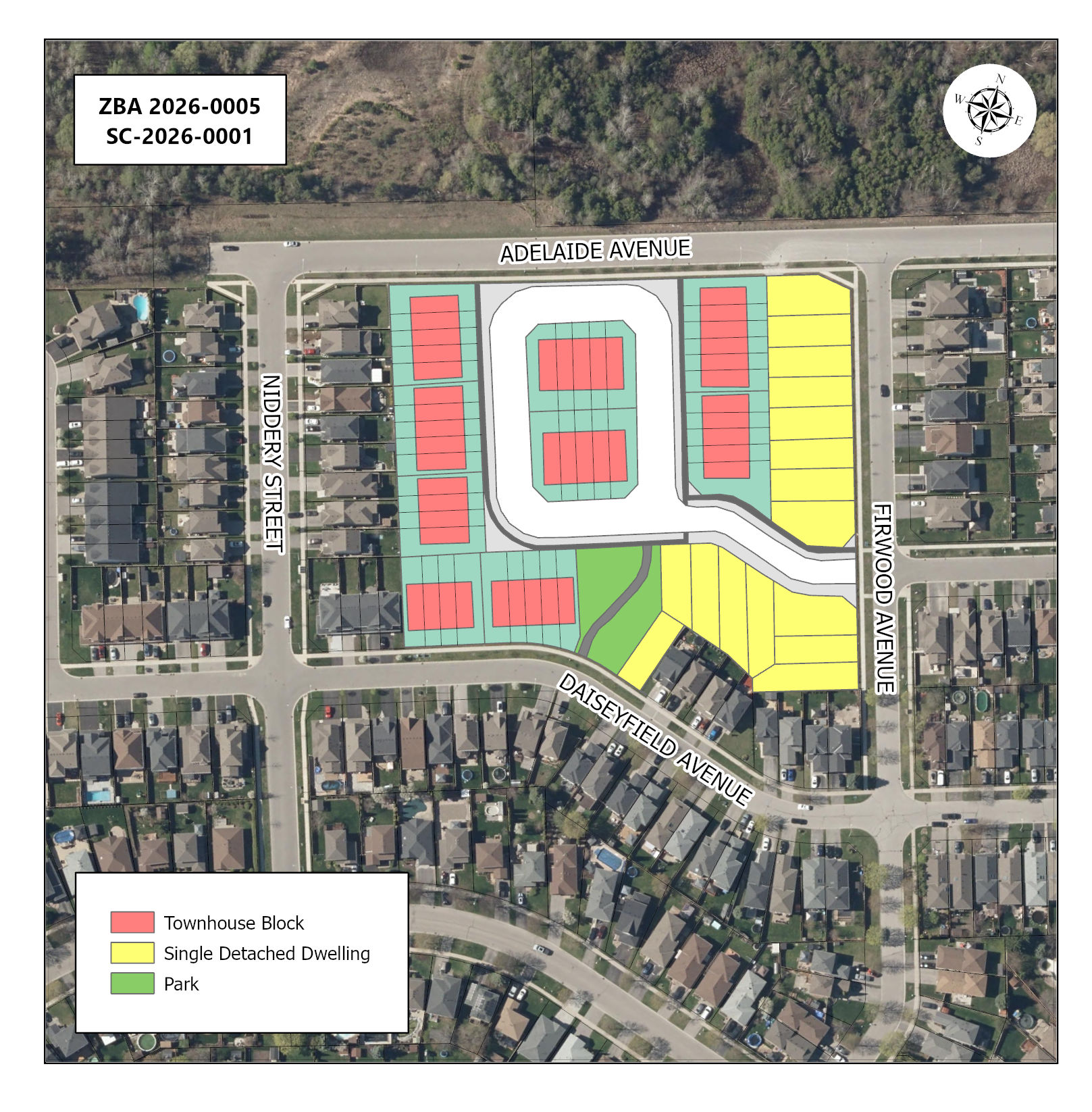Map showing the proposed development area.