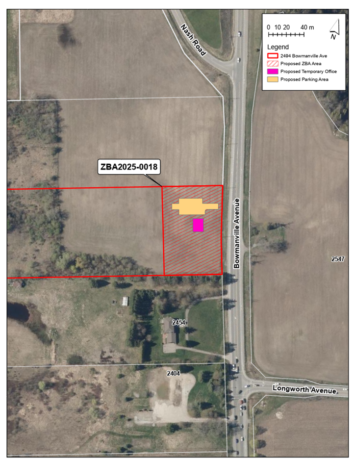 Map showing the proposed development area.
