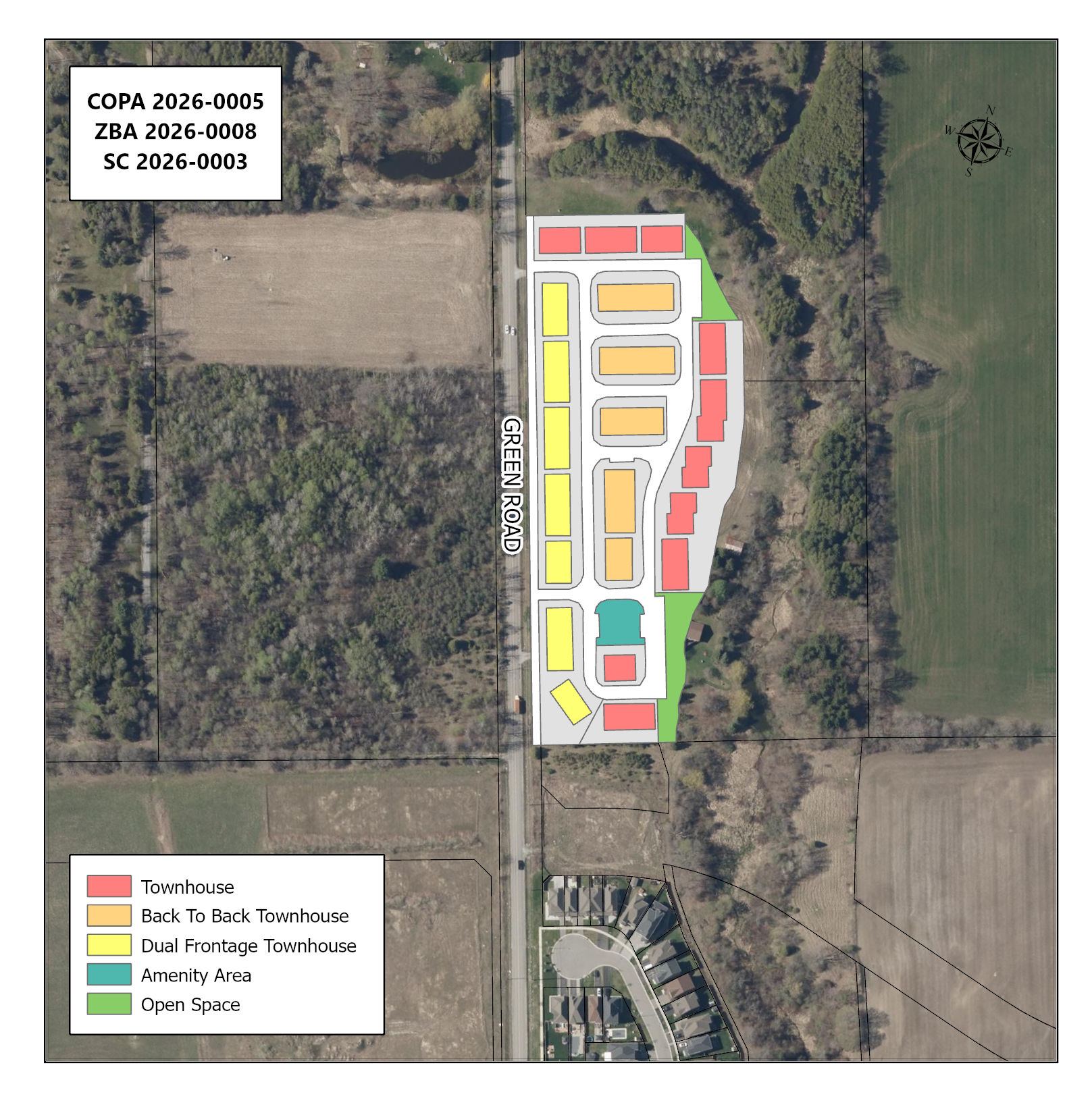 Map showing the proposed development area.
